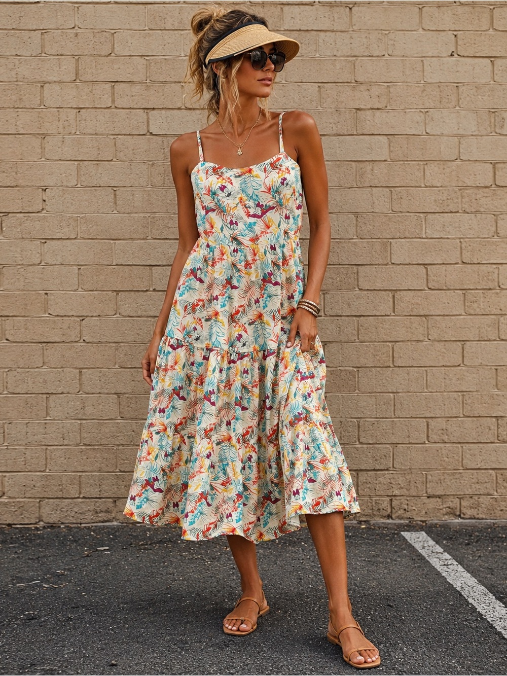 Disney Parks Minnie Mouse Tropical Tiered Resort Dress Large